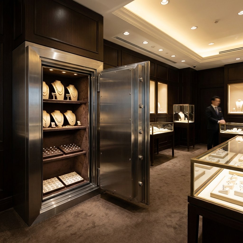 Kuyumcu dükkanı içinde lüks ve güvenli çelik kasa